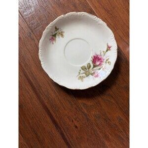 Royal Sealy China Japan Saucer • Pink Rose Floral • Scalloped Rim • Vintage